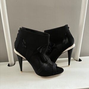 GX by Gwen Stefani black mesh peep toe booties